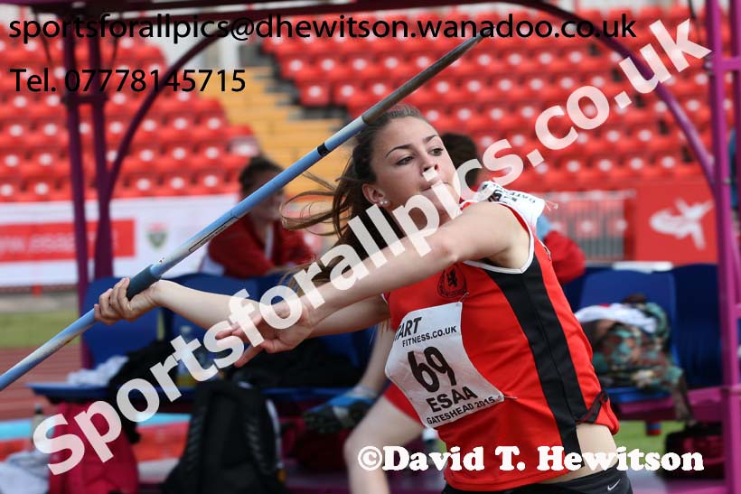 Senior girls javelin, 2015 English Schools, Gateshead. Photo: David T. Hewitson/Sports for All Pics
